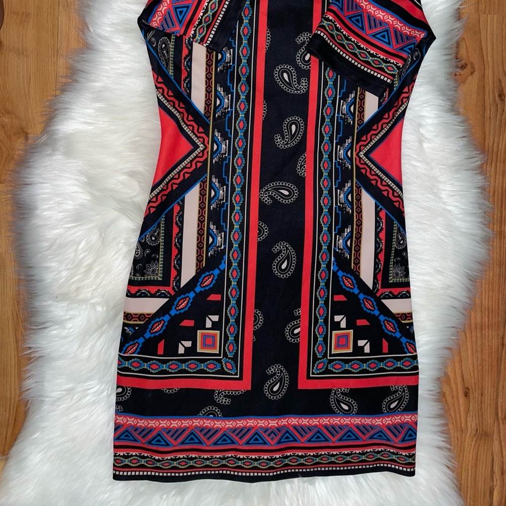 Multi Pattern Colorful Slim Fit Dress - image 3